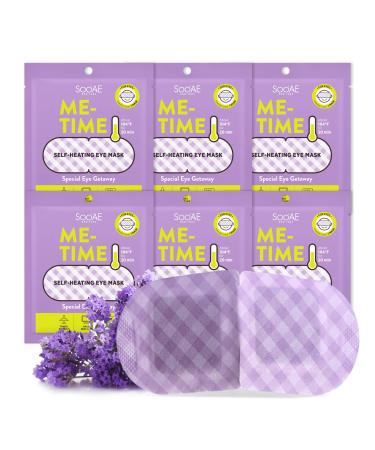 Soo AE Me-Time Self-Heating Eye Mask 6 Count Lavender Warm Eye Mask for Dry Eyes Relief from Tire Eye Fatigue - Moist Hot Compress Eye Patch for Sleeping. Made in Korea