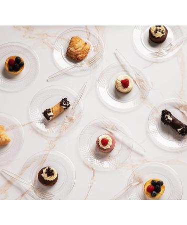 100 Clear Plastic 6.25 Inch Disposable Dessert Plates - Elegant Round Party Plates for Weddings & Events - Buy Online on GoSupps.com