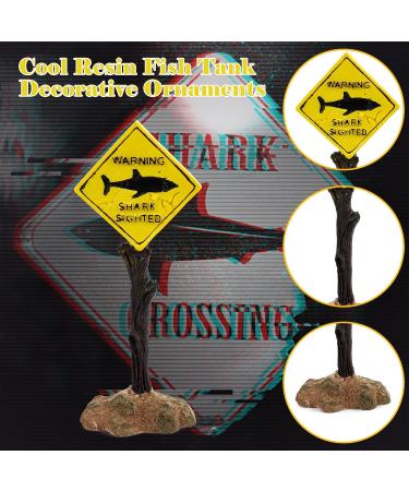 Funny Harz Hai-Warnschild Aquarium Decoration | Underwater Fish Tank Ornament | Unique C-yellow Decor for Aquatic Landscapes - Buy Online on GoSupps.com