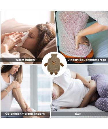 1L Heat Bottle with Plush Animal Cover - Washable PVC Hot Water Bag & Fluffy Heating Pillow for Cozy Warmth - Buy Online on GoSupps.com