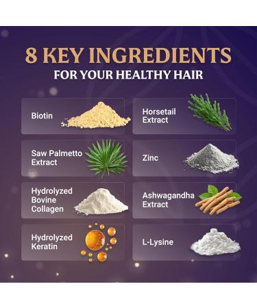 EVERFAITH Hair Formula Plus - Hair Growth Vitamins - Biotin for Hair Growth for Women & Men - with Keratin Collagen Saw Palmetto Horsetail Zinc Ashwagandha L-Lysine Iron & More - 60 Capsules - Buy Online on GoSupps.com