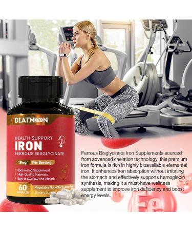 Iron Supplement for Women & Men - Highly Absorbable Iron Bisglycinate Capsules for Adults Vegan Non-GMO Gluten-Free Supports Energy & Overall Wellbeing 60 Count (Pack of 1) - Buy Online on GoSupps.com
