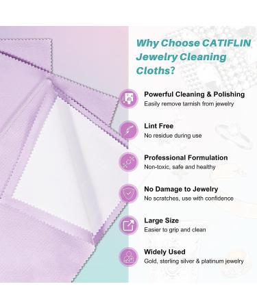 CATIFLIN 3pcs Large Jewelry Cleaning Cloth Set - 100% Cotton Polishing Cloth for Gold, Silver, and Platinum (Purple, 10x12) - Ultimate Jewelry Care Solution - Buy Online on GoSupps.com