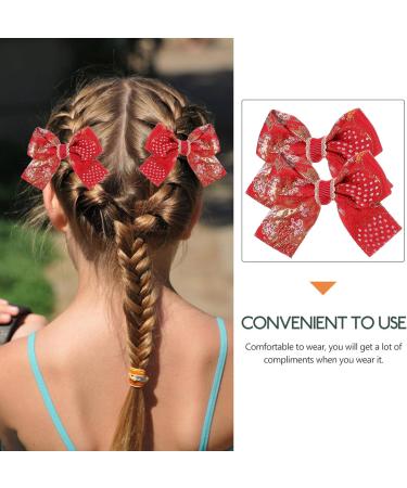 Beaupretty 3 Pairs Bow Hairpin Girl Hair Bow Red Hair Bow Girl Hair Accessories Red Bow Hair Clip Chinese Hair Barrettes Hair Claw Clips Bow Hair Clips Decorate Christmas Baby Girl Fabric - Buy Online on GoSupps.com