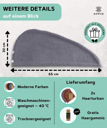 Buy Pamuq 100% Cotton Hair Turban Set - Quick-Drying Gray-Brown Button Towels - 2 Piece Turban for Effortless Hair Drying - Buy Online on GoSupps.com