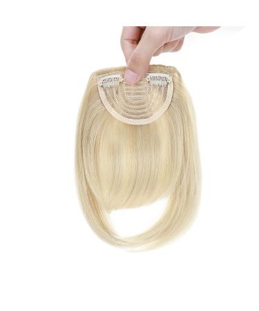 Fashion Clip In Bangs Hair Extensions Front Full Neat Bangs Fringe 2 Clips One Piece Thick Straight Hairpiece Accessories Hairpiece For Women Ash blonde mix bleach blonde