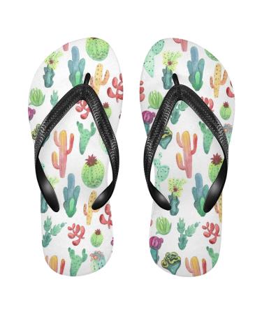 Mnsruu Tropical Cactus Flower Flip Flops Home Hotel Spa Bedroom Travel XL for Men Women