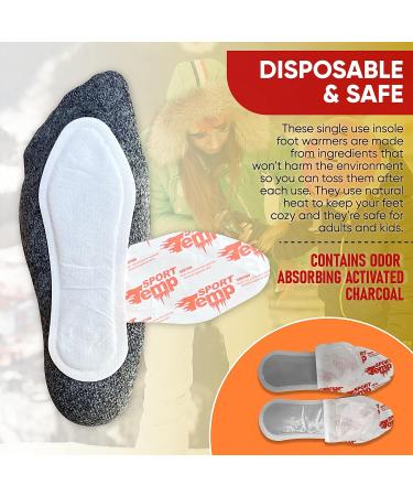 20 Pairs of Adhesive Insole Foot Warmers - Up to 10 Hours of Heat - Ultra Thin & All Natural - Odorless Hot Insole Warmers for Sport Temp - Buy Online on GoSupps.com
