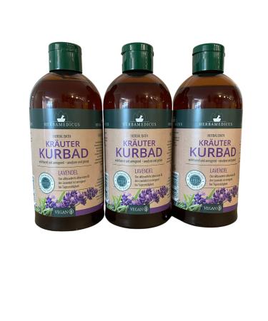 Herbal Bath Lavender Set of 3 Bath Additive Bubble Bath Spa Bath with Essential Oils of Lavender Herbal Bath Herbamedicus 3 x 500ml