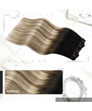 Affordable Moresoo Clip-In Real Hair Extensions - Black to Brown & Medium Blonde - 30cm 7PCs 80g - Buy Online on GoSupps.com