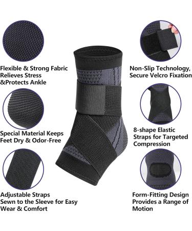 Ankle Brace & Compression Sleeve for Men & Women | Support for Sprains Fasciitis & Achilles Injuries - Large Black - Buy Online on GoSupps.com