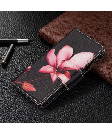 Buy Miago 9 Card Slots Leather Cover for Huawei Y6 2019 | Colorful Zipper Flip Wallet Case | PU Leather Pocket Protective Cover | Pink Flower Design - Buy Online on GoSupps.com