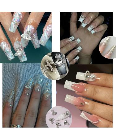 25 Pieces Planet Nail Art Charms - 3D Cross & Saturn Rhinestone Nail Gems | Shiny Acrylic Nail Accessories for Women - Buy Online on GoSupps.com