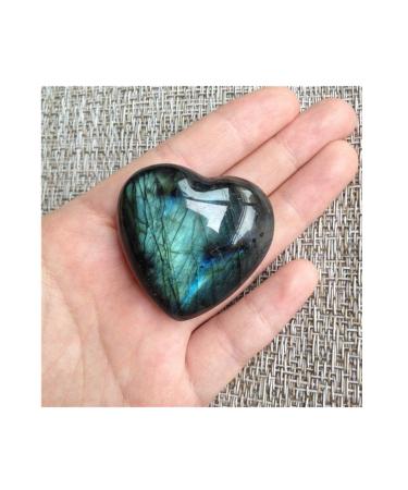 LINGDANG Moonstone Crystal Labradorite Palm Stone Crystal Healing Quartz Gemstone Worry Stone Natural Chakra Reiki Polished Heart Shape Stone for Anxiety Stress Relief Therapy