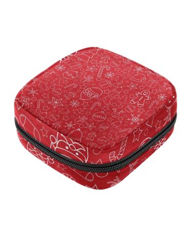Guantierendiy Sanitary Napkin Storage Bag Portable Period Bag for Women Teen Girls Christmas Pattern Menstrual Cup Pouch Nursing Pad Holder (Multicolor) Color 6