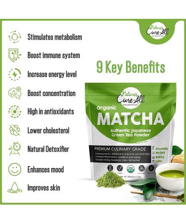 Organic Japanese Culinary Matcha Powder - 1st Harvest Grade, USDA Certified, 12 Oz - Boost Metabolism, Immunity, Lower Cholesterol & Blood Sugar - Buy Online on GoSupps.com