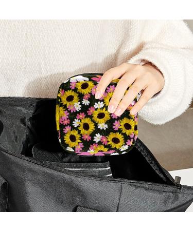 Sunflower Print Sanitary Napkin Storage Bag | Menstrual Cup & Nursing Pad Holder | Portable Period Kit Bag - Color 4 - Buy Online on GoSupps.com