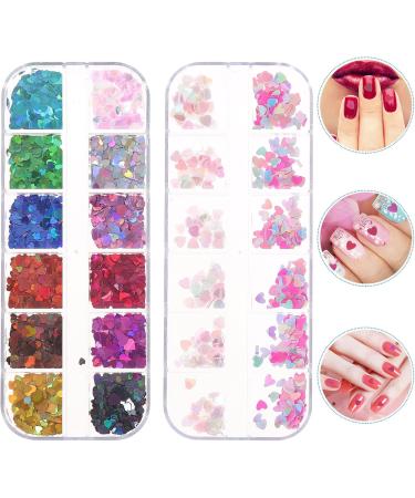 2 Boxes 3D Nail Art Charms Valentine Love Heart Nail Art Charms Nail Rhinestone for DIY Nail Art Manicure Cellphone Decoration - Buy Online on GoSupps.com