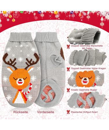 HYLYUN 2-Piece Christmas Cat & Dog Sweater - Warm Knitwear with Snowflakes & Reindeer Motif for Small Dogs & Cats - Ideal Winter Coat & Christmas Costume - Buy Online on GoSupps.com