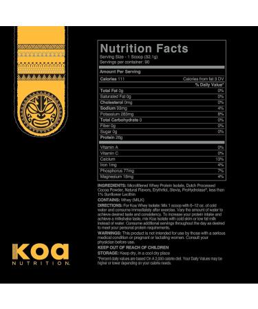 KOA WARRIOR Whey Protein Isolate - Pure Chocolate Protein with BCAAs | No Artificial Flavors | 6lb Bag - Performance Driven International Shipping Available - Buy Online on GoSupps.com