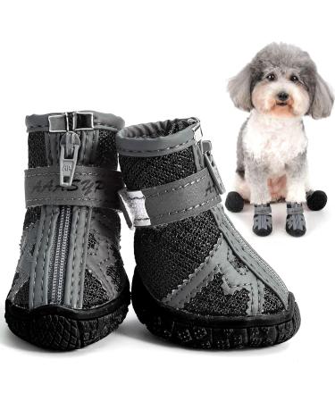 Zweitea Dog Shoes for Small Dogs Breathable Slip-Resistant Paw Protection Boots for Chihuahuas Robust Sole & Reflective Design Black 1.3x1.58 - Buy Online on GoSupps.com