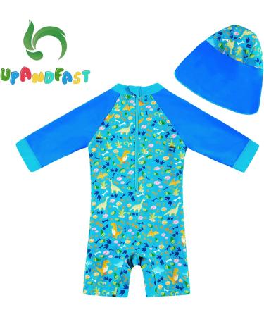 UPF 50+ Blue Dinosaur Zipper Swimwear for Baby Boys/Girls 3-6 Months - Buy Online on GoSupps.com