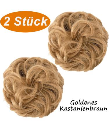 Jjstar 2-Piece Hair Part with Rubber Band | Dutt Hair Tie & Extensions for Messy Bun | Golden Chestnut Brown | Perfect for Women & Girls - Buy Online on GoSupps.com