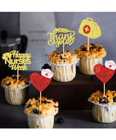 Ercadio 24Pcs Nurse Cupcake Toppers Happy Nurse Week Nursing School Graduation Cupcake Picks Thank You for Medical Nurse Themed Birthday Party Cake Decorations Supplies Red Nurse Week - Buy Online on GoSupps.com