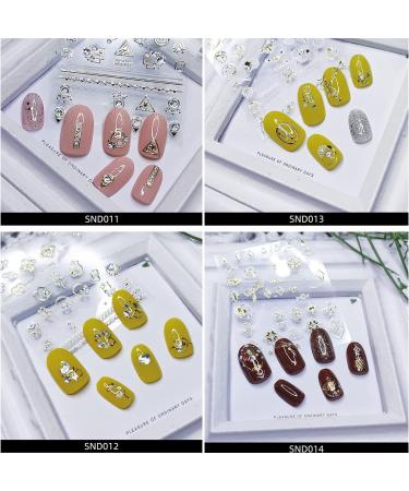 3D Nail Art Stickers Gold/Diamond Design - Luxury Self-Adhesive Decals for Women & Girls - Salon Quality Metallic Nail Stickers - Includes Nail Tweezers - 11-20 Sheets - Buy Online on GoSupps.com