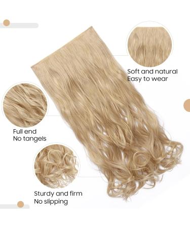 S-noilite Clip in Hair Extensions 24 Inch - Golden Mix Bleach Blonde Curly Wavy Hairpiece - Buy Online on GoSupps.com