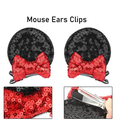 Mickey Mouse Ears Minnie Sequin Hair Clips - Set of 4 | Hair Accessories for Women, Girls, Kids | Pink Red | Mommy approved! - Buy Online on GoSupps.com