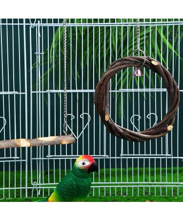 POPETPOP Bird Swing 2 Packs Parrot Swing Wooden Bird Swing Toy with Bell Hanging Swing Ring for Budgie Parakeet Cockatiel - Buy Online on GoSupps.com