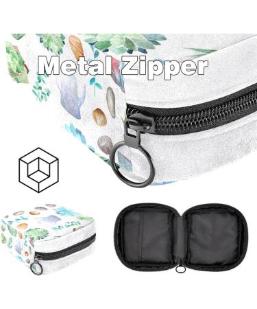 Watercolor Plant Succulents Sanitary Napkin Storage Bag - Period Tampon Makeup Pad Pouch - Buy Online on GoSupps.com
