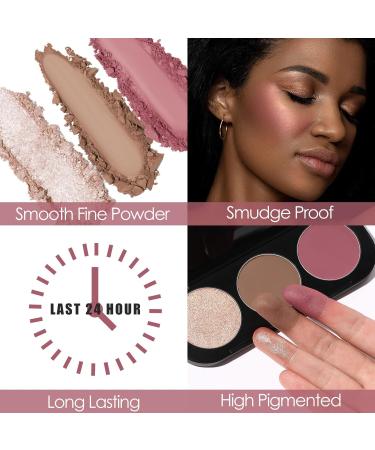 FOCALLURE 3-in-1 Blush and Highlighter Palette | Cruelty-Free Matte Bronzer & Shimmer Illuminators for a Glowing Look | International Shipping Available - Buy Online on GoSupps.com