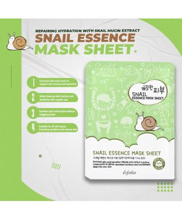 Esfolio Pure Skin Escargot Essence Masque Visage Bo te de 10 masques 334 5 g Elasticity Hydration Nourishment - Buy Online on GoSupps.com