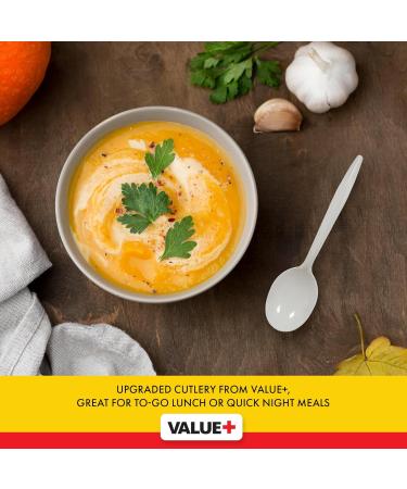 Value Plus (1000 Count) White Disposable Soup Spoon Individually Wrapped Heavy Weight Polypropylene Cutlery for Birthday Party Picnic Barbecue Ideal for Office & Take Away - Buy Online on GoSupps.com