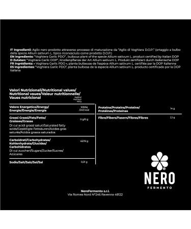 NERO FERMENTO NV Black Garlic Produced with Garlic from Voghiera D.O.P. 100 gr (3-4 bulbs) Made in Italy Without Preservatives  - Buy Online on GoSupps.com