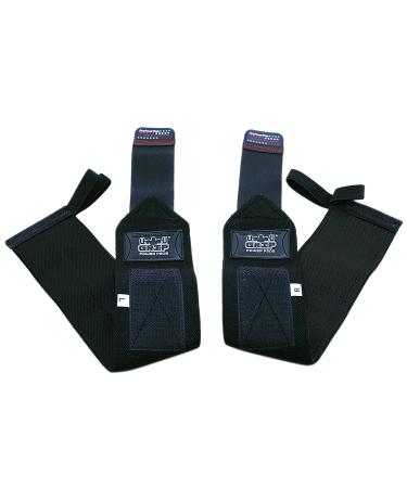Grip Power Pads Wrist Wraps 2 Wraps for Weight Lifting Wrist Support Cotton Wraps Gym Bandage Straps for Men & Women Premium Quality & PRO Rubber Jet Black 13