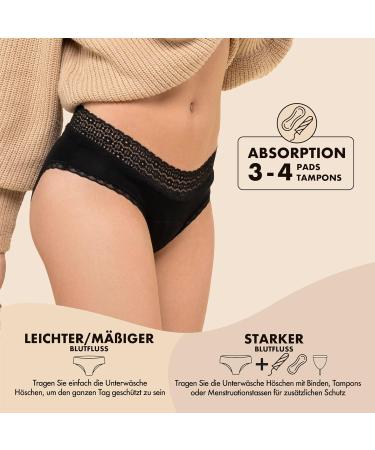 3th Periods Underwear Set | Organic Cotton Menstrual Underwear | Leak-Proof & Washable | Hygienic Black 3-Pack (L) - Zenaphyr - Buy Online on GoSupps.com