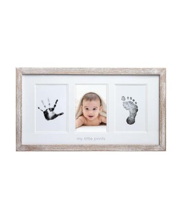 Pearhead Babyprints Rustic Frame Baby Keepsake Item Nursery D cor Baby Handprint And Footprint Rustic Wood Babyprints Frame Distressed Wood