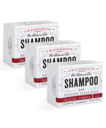 J R LIGGETT'S All-Natural Shampoo Bar  Original Formula - Supports Strong and Healthy Hair - Nourish Follicles with Antioxidants and Vitamins - Detergent and Sulfate-Free  Set of 3  3.5 Ounce Bars