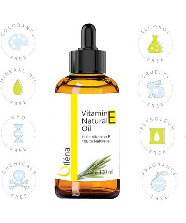 Vitamin E Oil (tocopherol) 100% natural Vegan Anti Aging Face Care Waterproof make-up remover Body and Hair Nails and Cuticles Repairing Moisturizer for Hands (100 ml) - Buy Online on GoSupps.com