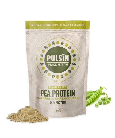 Pulsin - Unflavoured Vegan Pea Protein Powder - 1kg - 8.0g Protein 0g Carbs 41 Kcals Per Serving - Gluten Free Palm Oil Free & Dairy Free. May Contain SOYA. Unflavoured 1 kg (Pack of 1)