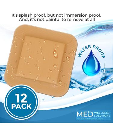 Med Wellness Solutions Silicone Foam Dressings 4x4 - Pack of 12 | Bordered Silicone Bandages for Wound Care, Bedsores & Diabetic Supplies - Buy Online on GoSupps.com