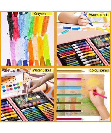 KINSPORY 86PC Art Set for Kids - Wooden Case Drawing Kit with Sketch Book, Markers, Crayons, and Pencils - Ideal for Budding Artists, Teens, Boys, Girls - Pink - Buy Online on GoSupps.com