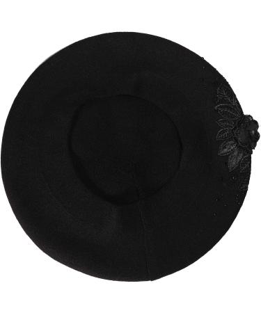 ZLYC Womens Reversible Cashmere French Beret Hat - Warm Beret Cap for Girls - Flower Black - Buy Online on GoSupps.com