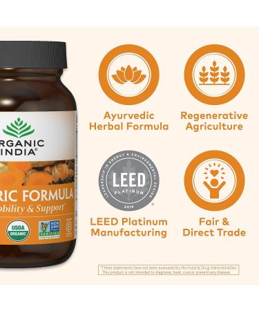 Organic India Turmeric Curcumin Herbal Supplement - Joint Mobility & Support Immune System Support Healthy Inflammatory Response Whole Root Supplement Organic Trikatu - 90 Capsules Organic 90 Count (Pack of 1) - Buy Online on GoSupps.com
