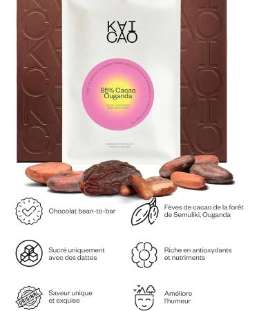 Kaicao Dark Chocolate Selection - Tasting of Three Dark Chocolates to Offer - Sweetened with Dates - 90% Cocoa Origin Salvador 85% Cocoa Origin Peru and 85% Cocoa Origin Uganda - 3 x 70 g - Buy Online on GoSupps.com