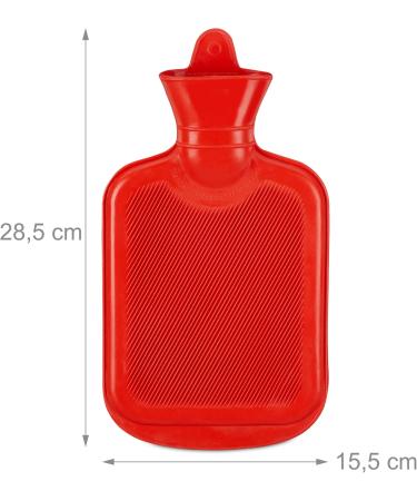 Buy Relaxdays 1 Litre Hot Water Bottle - Durable Safe Odourless Natural Rubber - Red Bed Bottle - Ideal for Comfort & Warmth - Buy Online on GoSupps.com