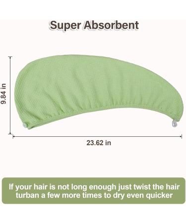 2 Pcs Microfiber Hair Towel Wrap - Quick Dry for All Hair Types | Perfect for Women Men & Kids - Green Color - Buy Online on GoSupps.com